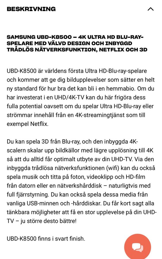 Pedantskött Samsung Ultra HD Blu-ray spelare