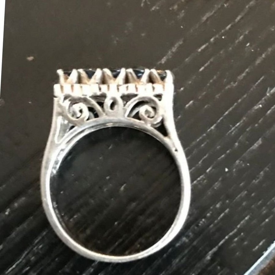 Safirer vintage äkta ädelstenar 925 silver ring