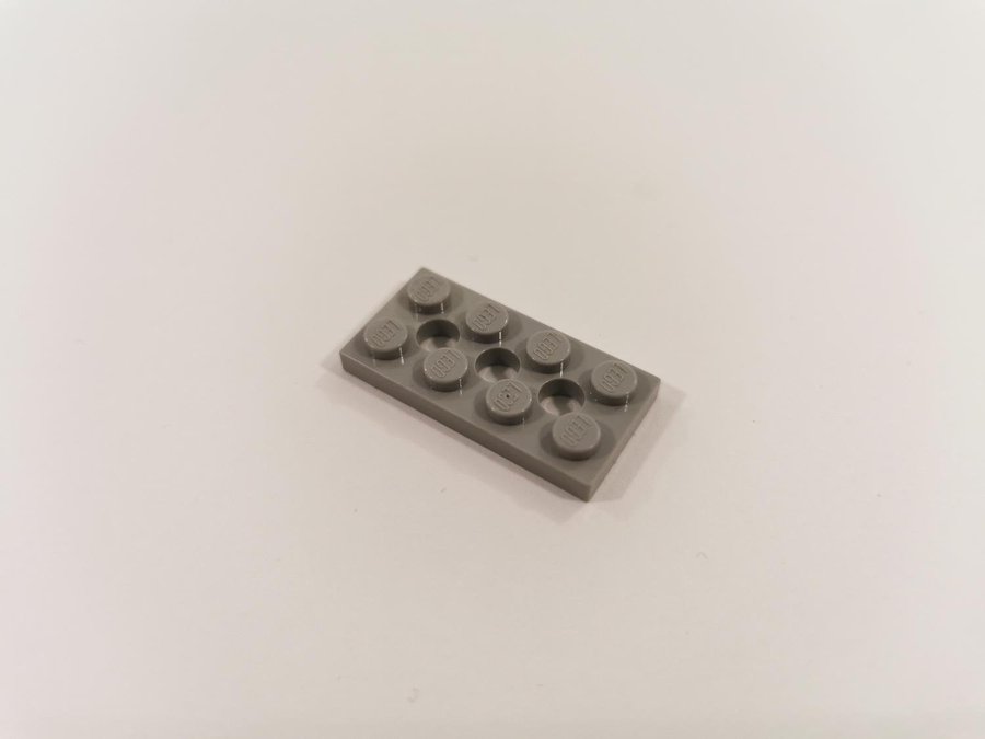 Lego - technic - plate med hål - 2x4 - part 3709 - ljusgrå (bluish)