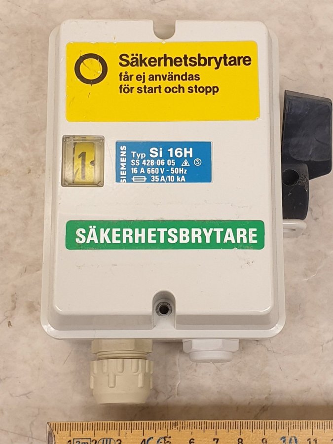 SÄKERHETSBRYTARE SI16H, Siemens max 35A, SS 428 06 05, E-nummer 31 470 13