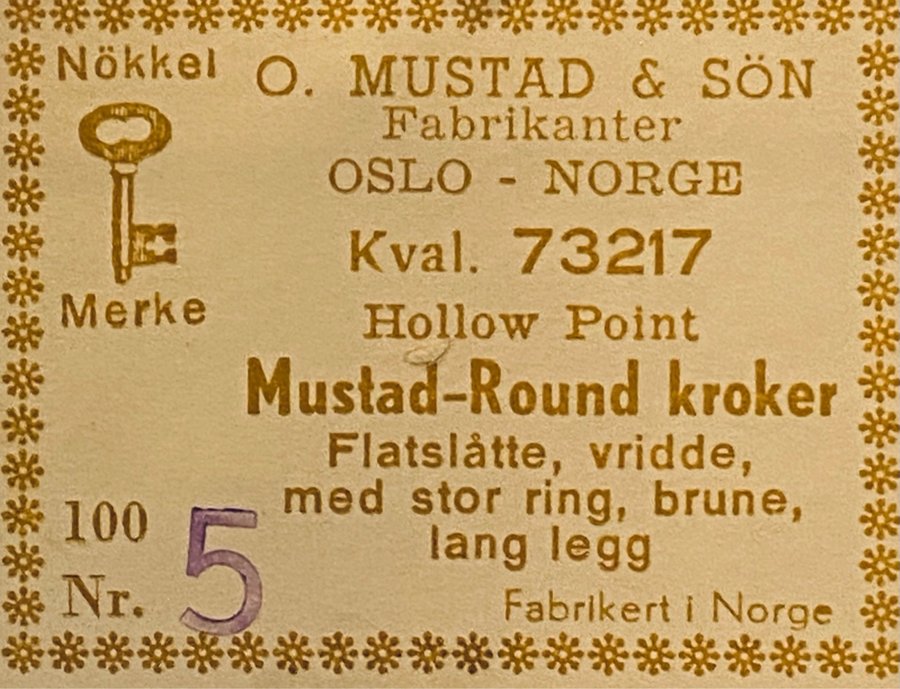 OBS Mustad nr5 Qual 73217  Otroligt fin kvalitet på dessa 100krokar i sin ask!