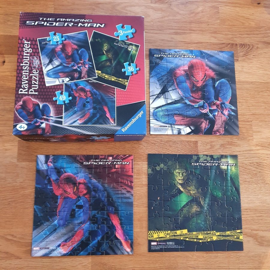 4 st SPIDERMAN pussel Ravensburger och Trefl