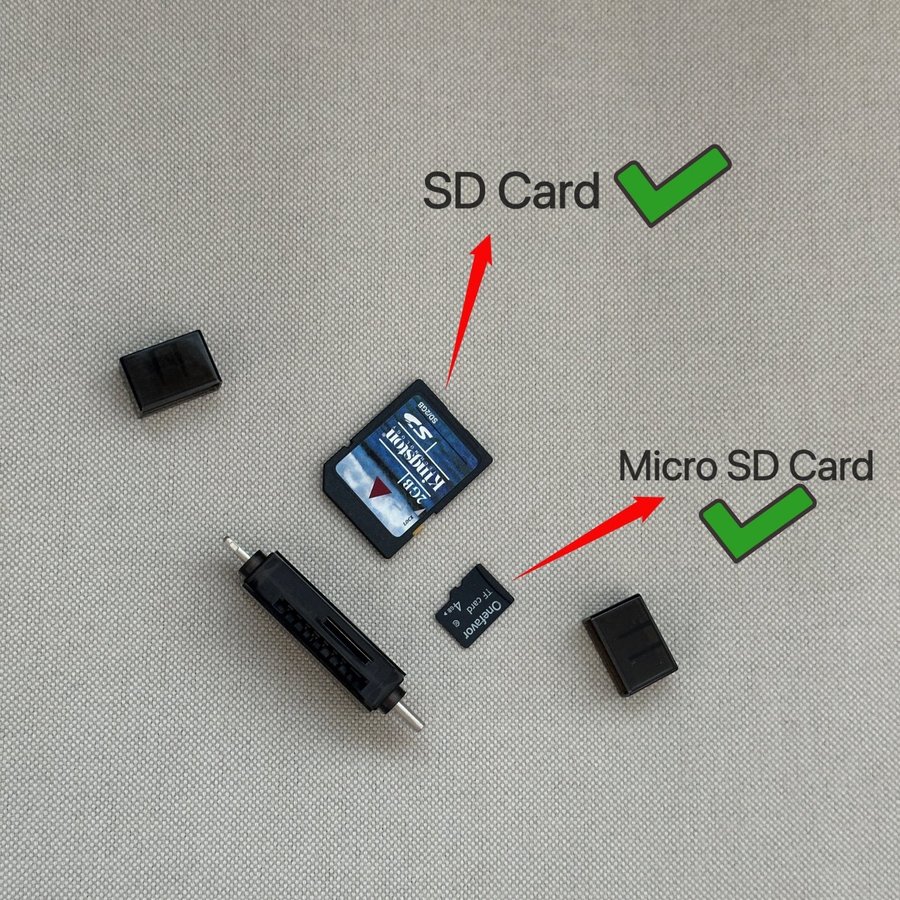 Telefonminneskortläsare för SD, Micro SD och TF-kort