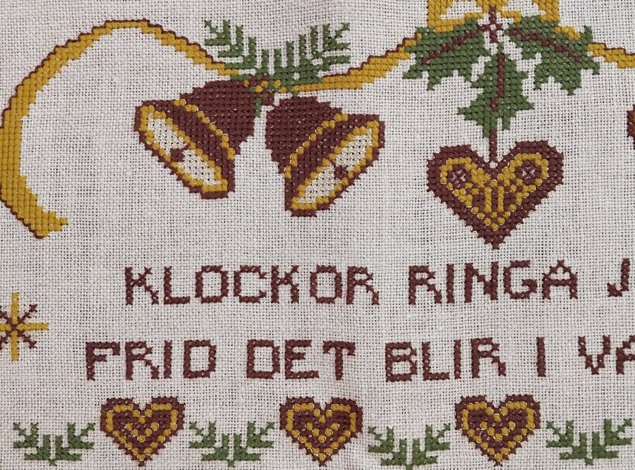 Stor Julbonad/väggbonad med text. Välgjort. Fint skick. Retro!