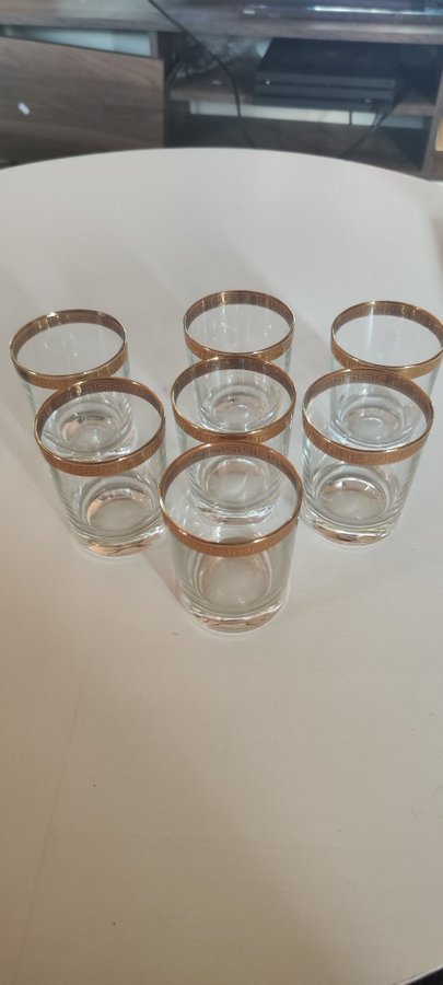 Reims glas Frankrike 1960 7-set med grekisk guld design