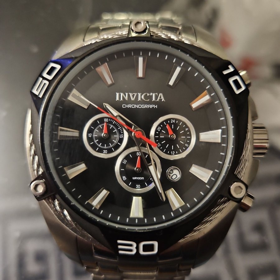 INVICTA Bolt Chronograph Rostfritt stål Black Dial Quartz 38569 100M Herrklocka