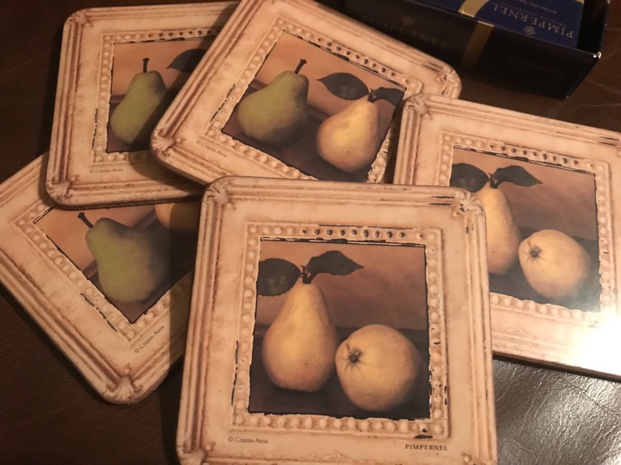 Pimpernel Underlägg Coasters 6 st i Originalkartong Baksida Äkta Kork