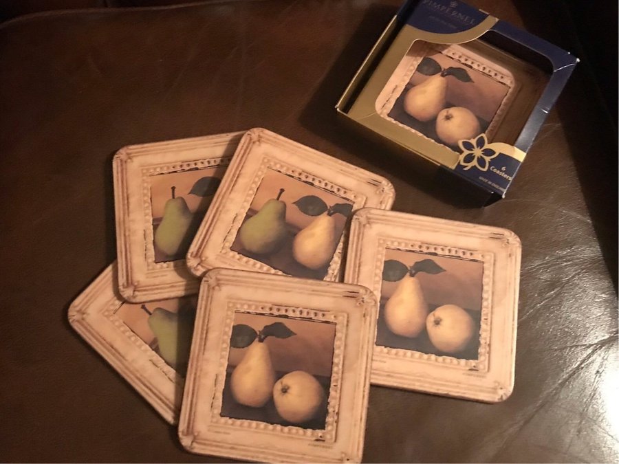 Pimpernel Underlägg Coasters 6 st i Originalkartong Baksida Äkta Kork