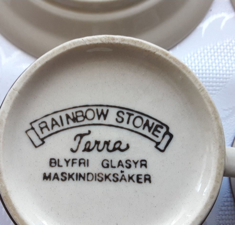 Två kaffe/ tekoppar Rainbow Stone "Terra"