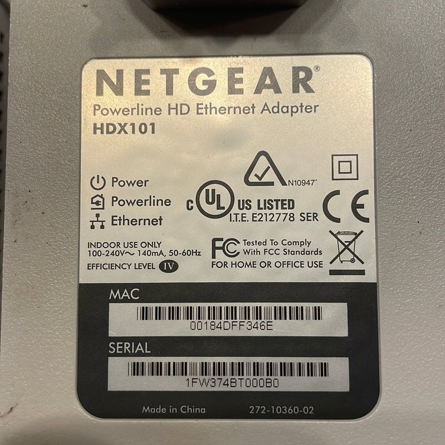 NETGEAR POWERLINE HDX101