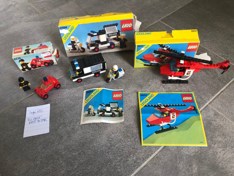 LEGO 602, 6684, 6657 - kompletta med originalinstruktioner och kartonger - LEGO