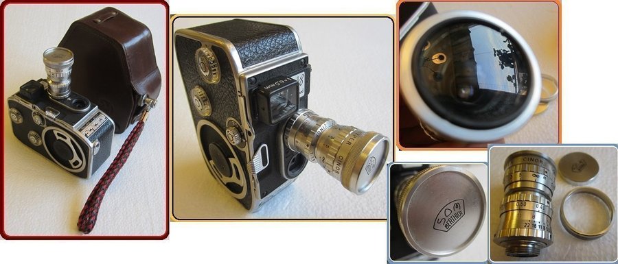 BOLEX PAILLARD-Lens SOM BERTHIOT HYPER CINOR+STRAP+FRONTCAP+WORKS WELL!