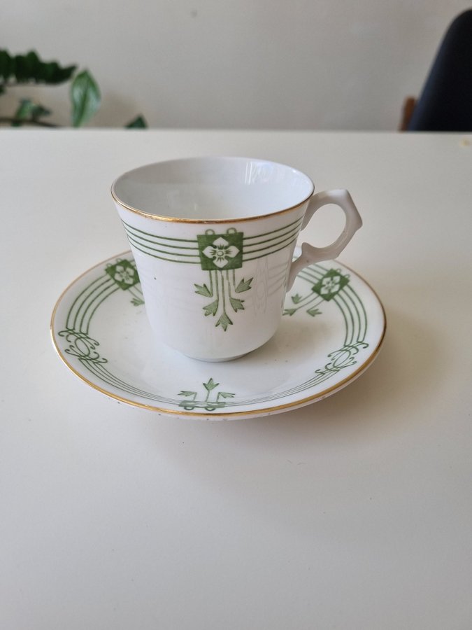 Kaffekopp med fat från rörstrand härligt art deco mönster