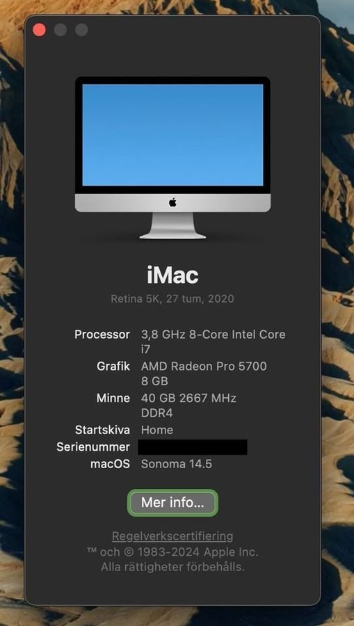 iMac Retina 5K, 27 tum, 2020