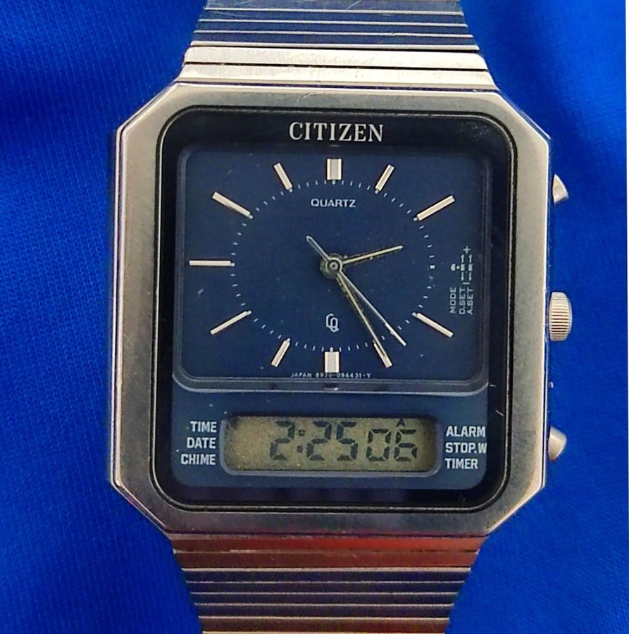 Citizen ana digi released 1979 blue rare dial square