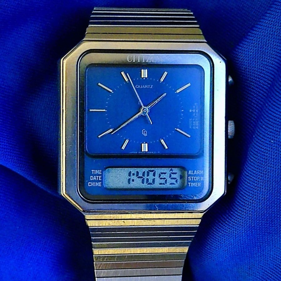 Citizen ana digi released 1979 blue rare dial square