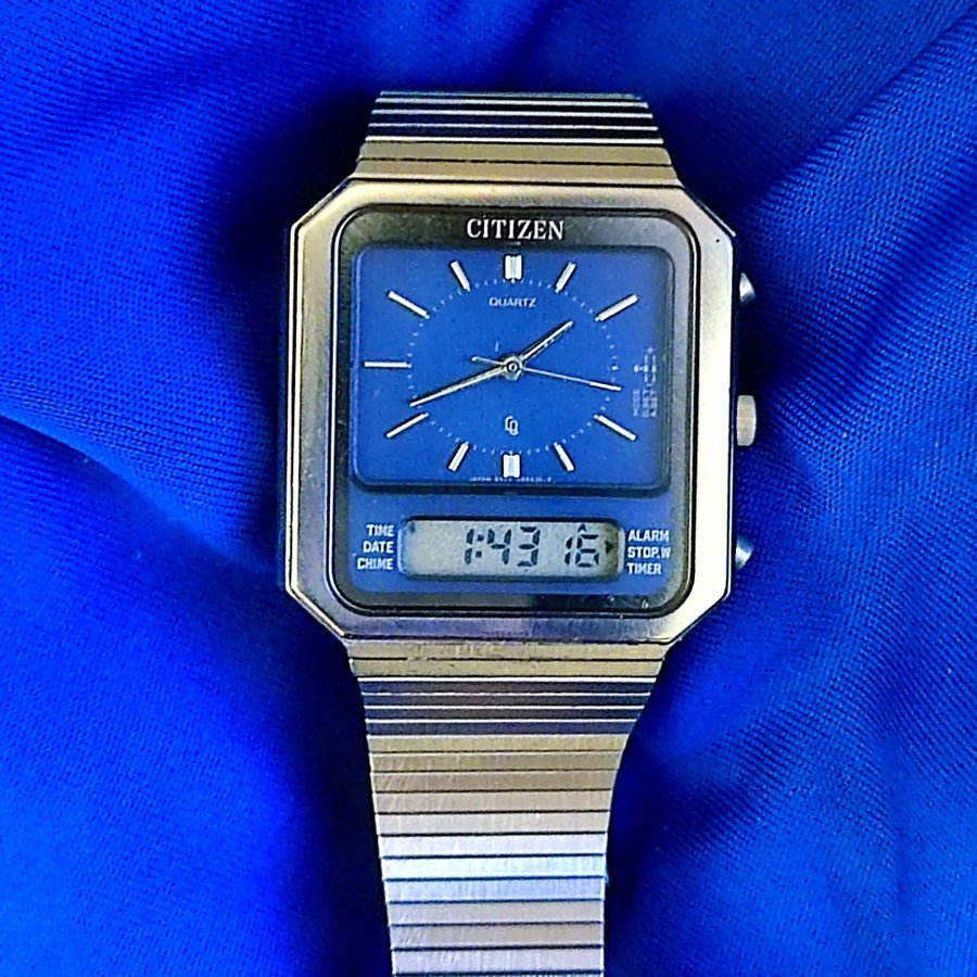 Citizen ana digi released 1979 blue rare dial square