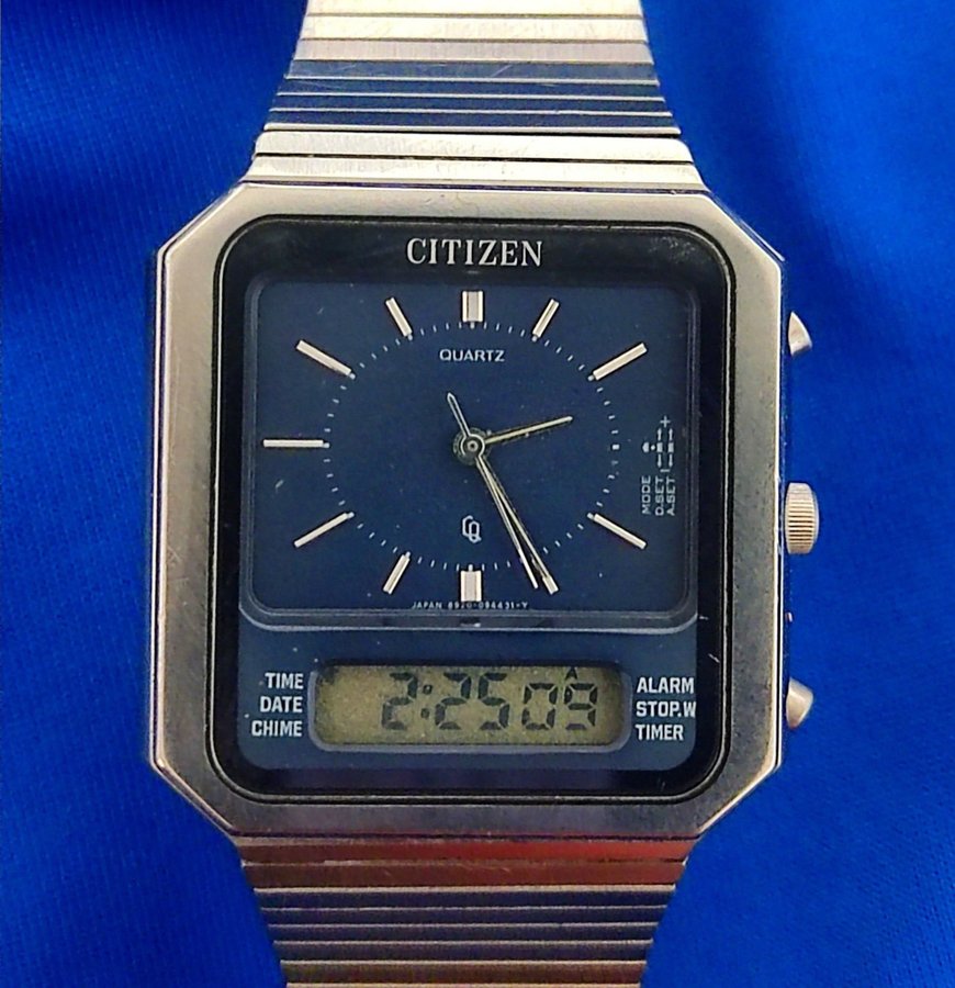 Citizen ana digi released 1979 blue rare dial square