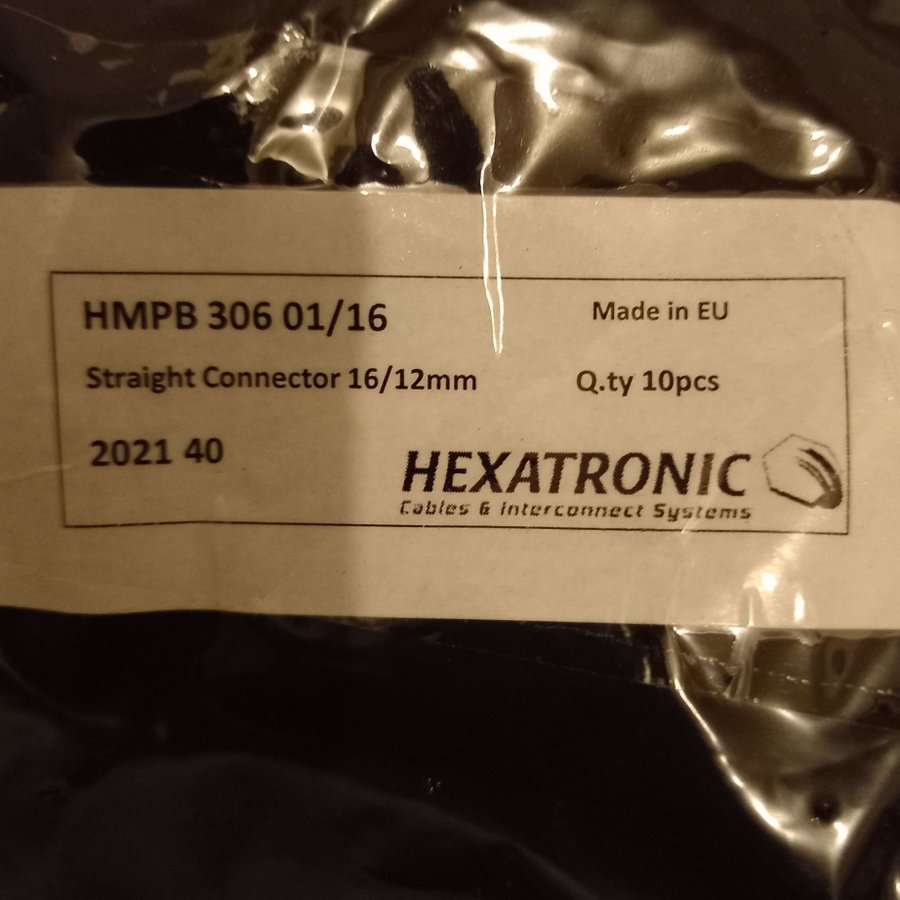 Hexatronic HMPB 3306 01/16 Straight Connector 16/12mm