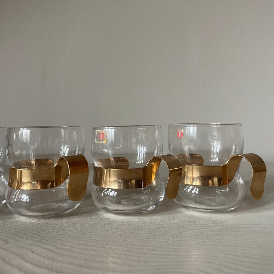 4st Ittala glas med guldhandtag