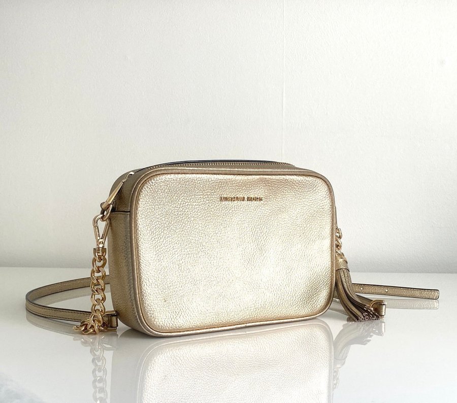 MICHAEL KORS JET SET SKINNVÄSKA VÄSKA CAMERA BAG GOLD SKINN /LÄDER