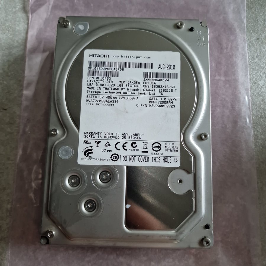 Hitachi Ultrastar 2TB 3,5" Intern Hårddisk, SATA