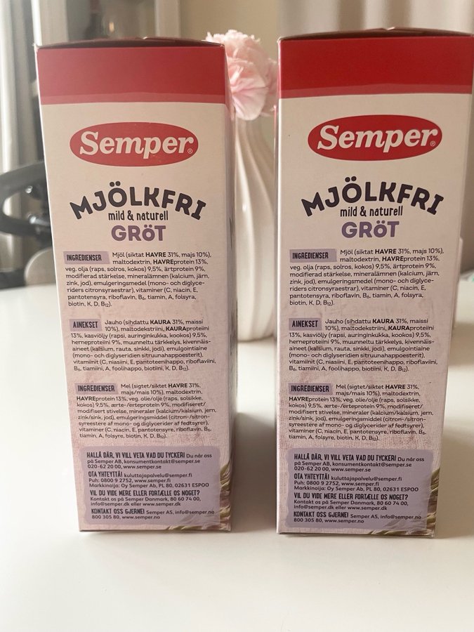 Semper Mjölkfri gröt - OÖPPNAD