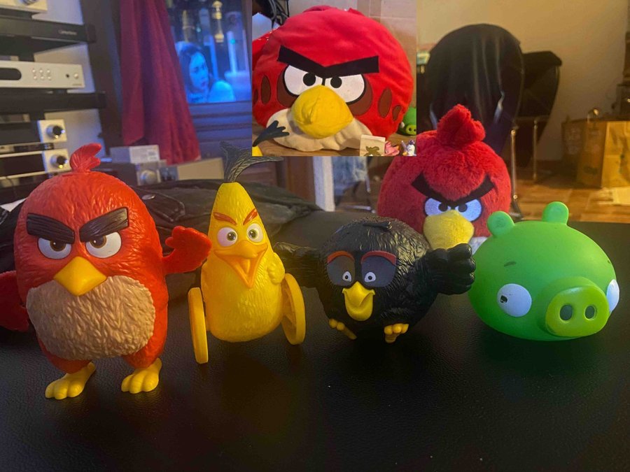 6 Stycken Angry Birds Paket Leksaker o Angry birds kudde är 35cm lång