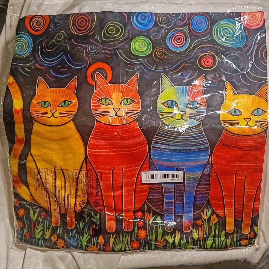 Färgstarkt Kuddfodral med katter, 45 x 45 cm av Polyester