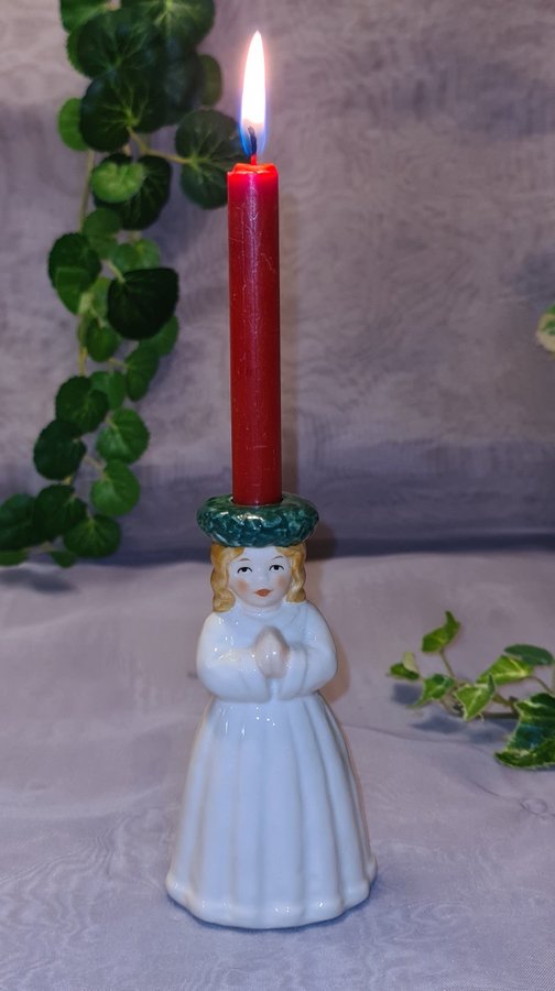 ??JUL advent Ljusstake, Lucia med Ljus i Håret, Goebel från Fyrklövern VINTAGE