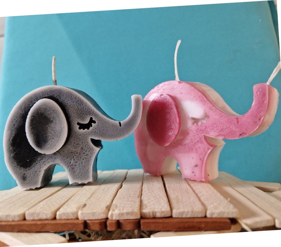 Ljus / Ljus baby elefant / Skulptur / Handgjorda / rosa