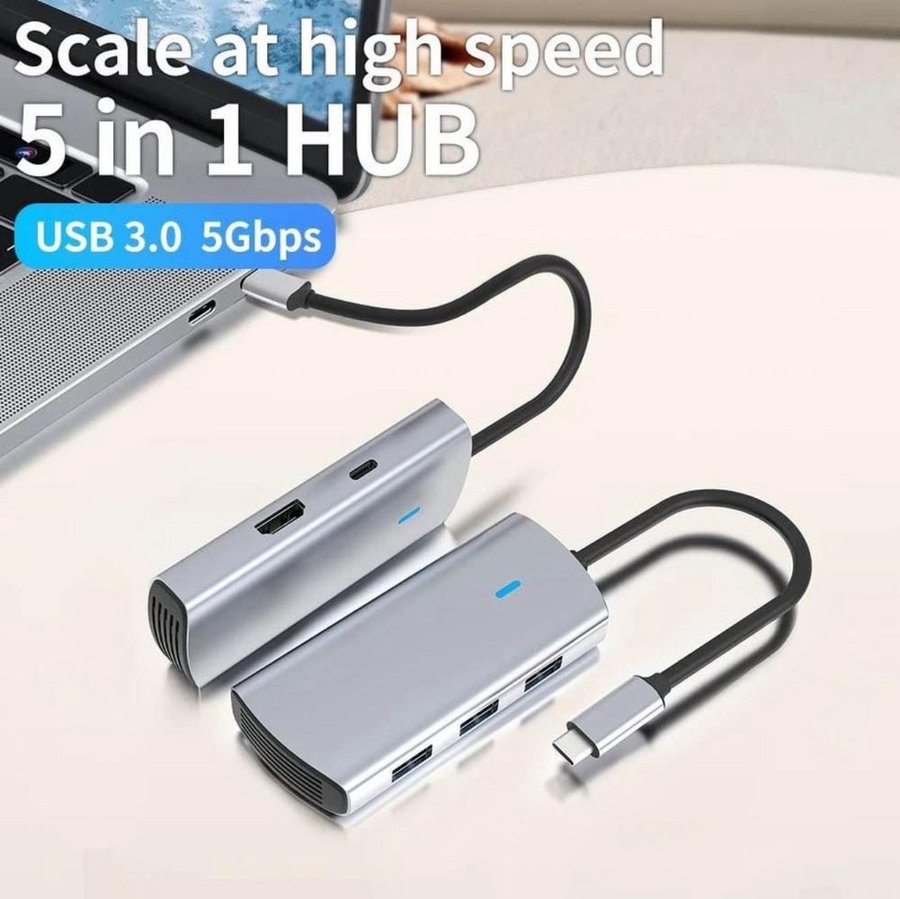 5-i-1 USB 3.0 Hub med HDMI och PD 100W