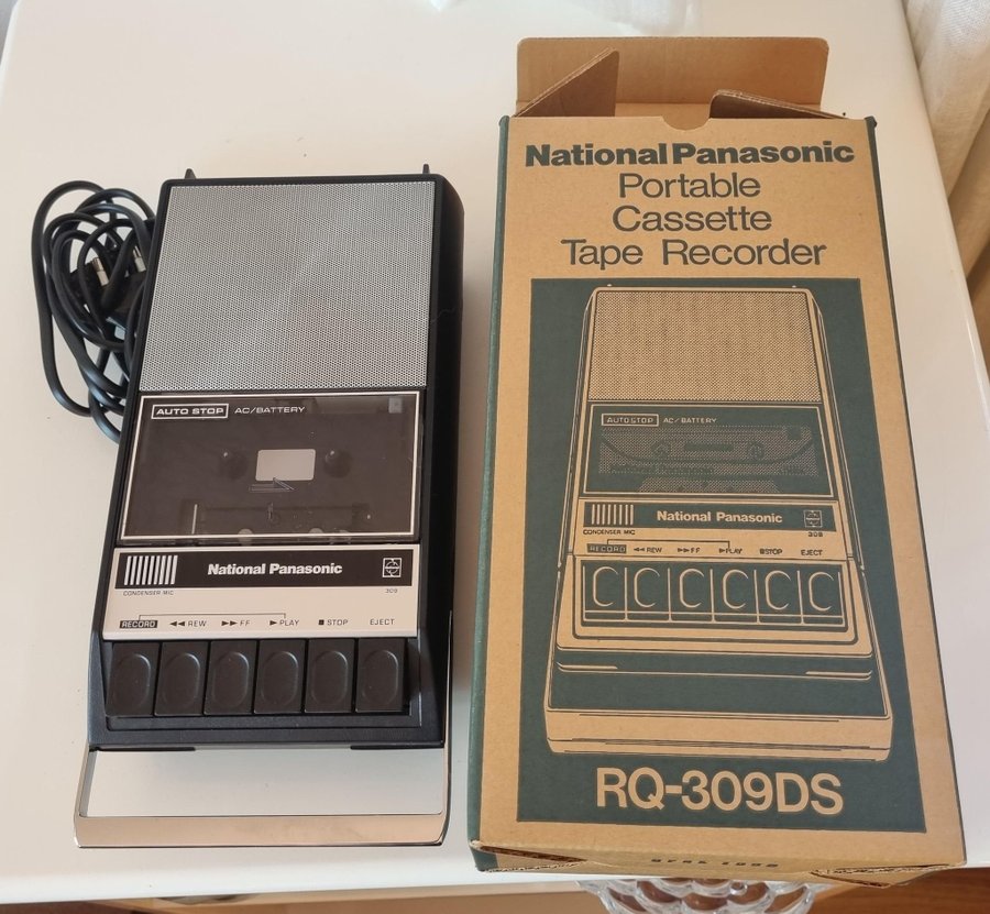 Vintage Panasonic Portable Cassette Tape Recorder RQ-309DS från 70-tal - nyskick