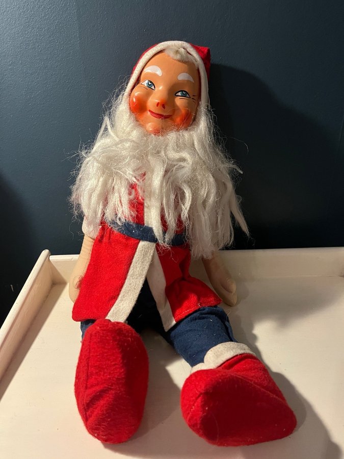 Vintage tomte 60-tal? röd blå 48 cm Daells varehus Danmark?