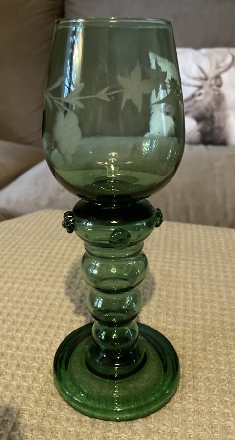 6 gröna glas från Remmare France Glas Vintage Retro