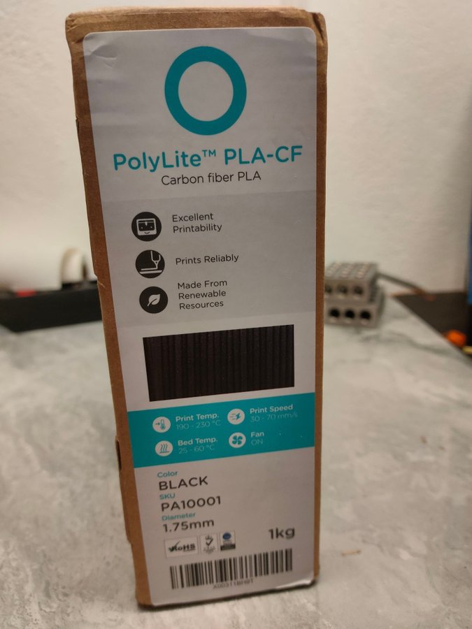 PolyLite PLA-CF Svart 1kg 1.75mm