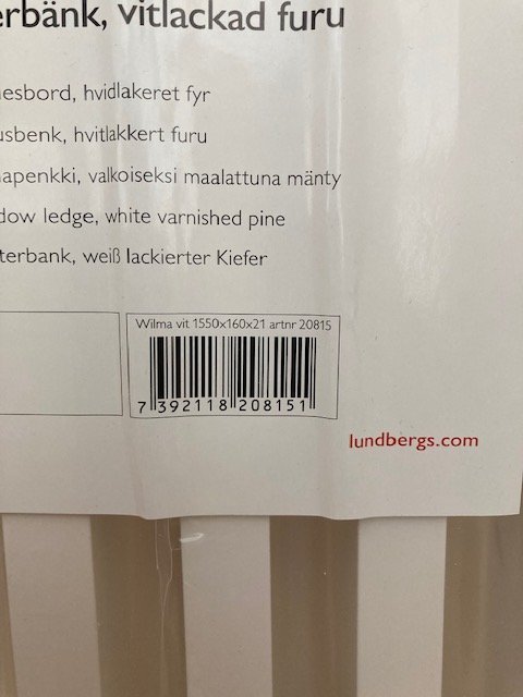 NY Fönsterbräda Fönsterbänk Fönster Hylla 155 cm lång 16 cm bred 2,1 cm tjock