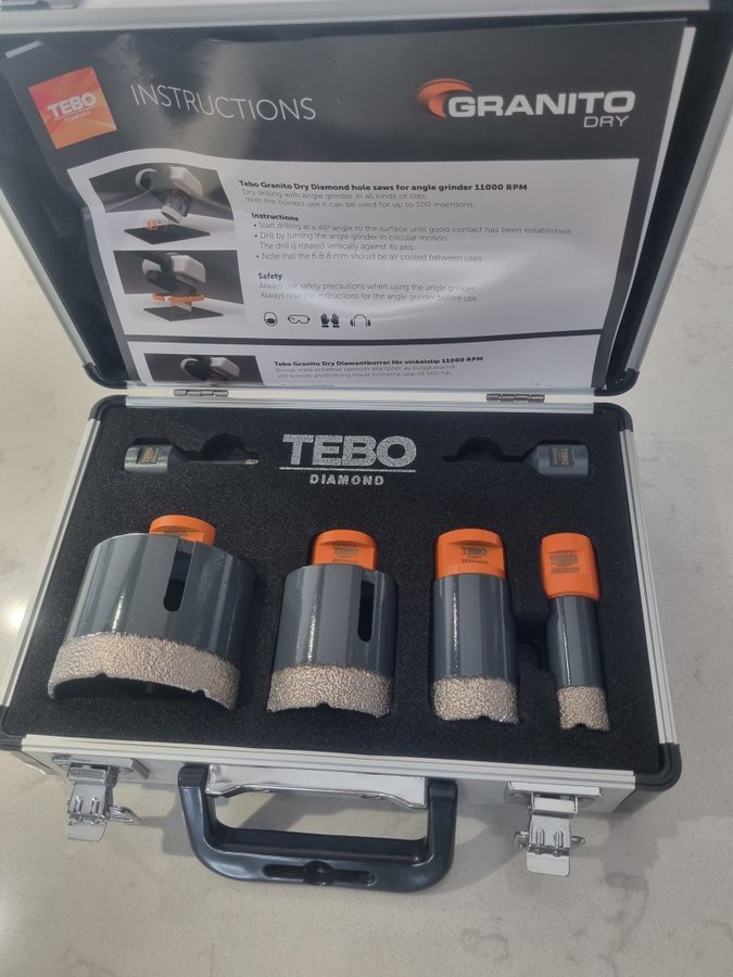 Tebo Granito Dry Diamant Hålsåg Set 6 8 20 35 50  70 mm