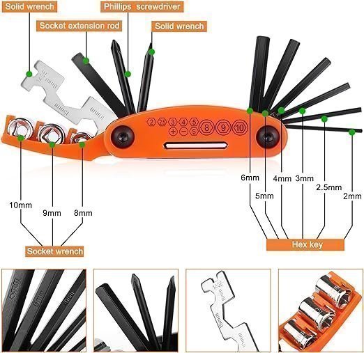 Helt ny Cykelverktygssats, cykelverktygslåda med 16-i-1 cykel multiverktyg