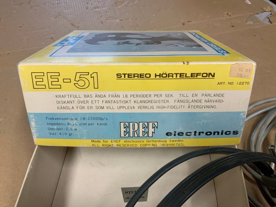 Stereo hörlurar EREF i originalkartong retro vintage