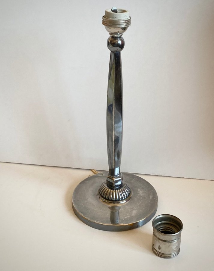 CG Hallberg, bordslampa, nysilver, 1930-tal Art Deco vintage