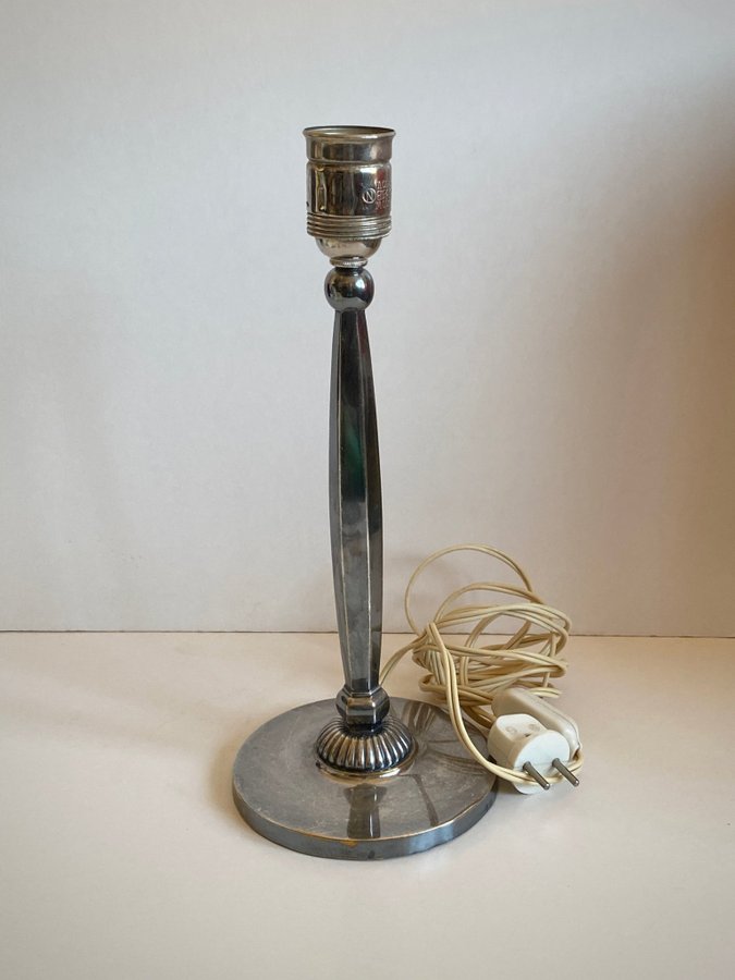 CG Hallberg, bordslampa, nysilver, 1930-tal Art Deco vintage