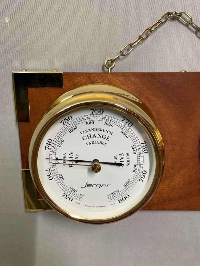 BAROMETER OCH SKEPPSUR, mahogny, mässing, JERGER Tyskland