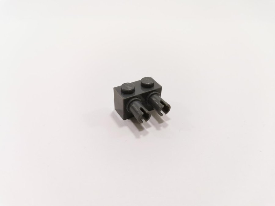 Lego - bit - modifierad - 2 pin - 1x2 - part 30526 - mörkgrå (bluish)