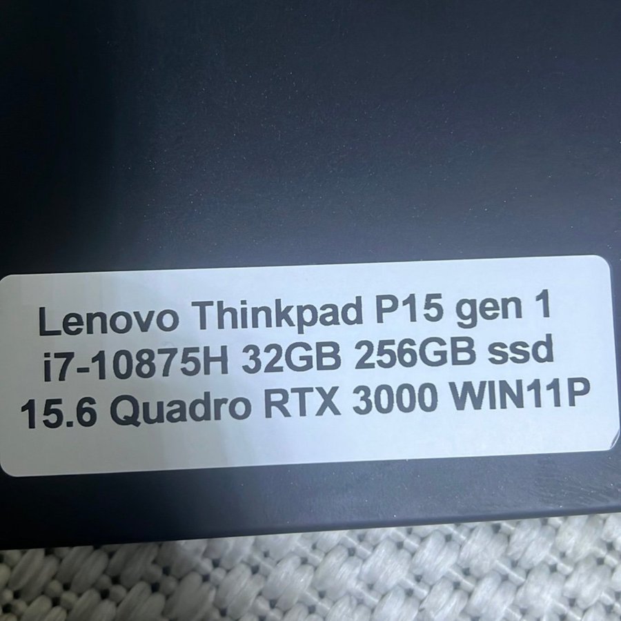 Lenovo Thinkpad P15 gen 1 i7 10875H, 32gb ram, RTX3000