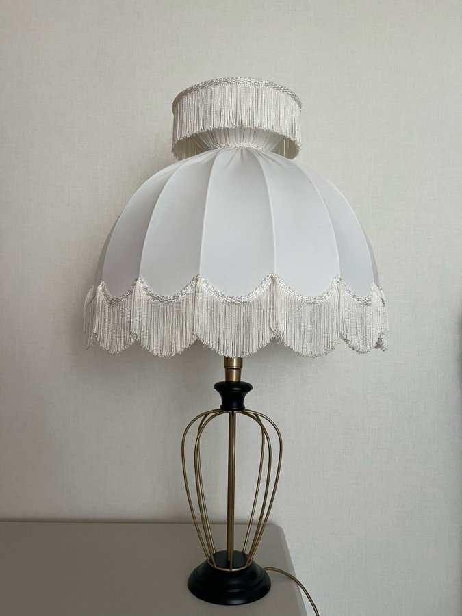 Stor Luxuös och vacker Lampskärm med fransar i dubbla rader retro vintage