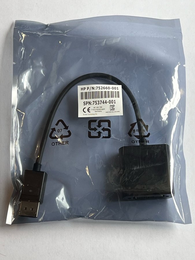 HP DisplayPort till DVI SL Adapter.