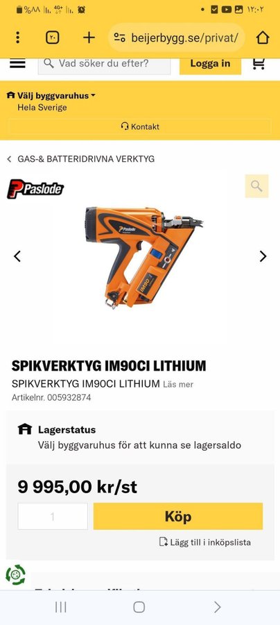 Paslode IM90CI Lithium Spikpistol