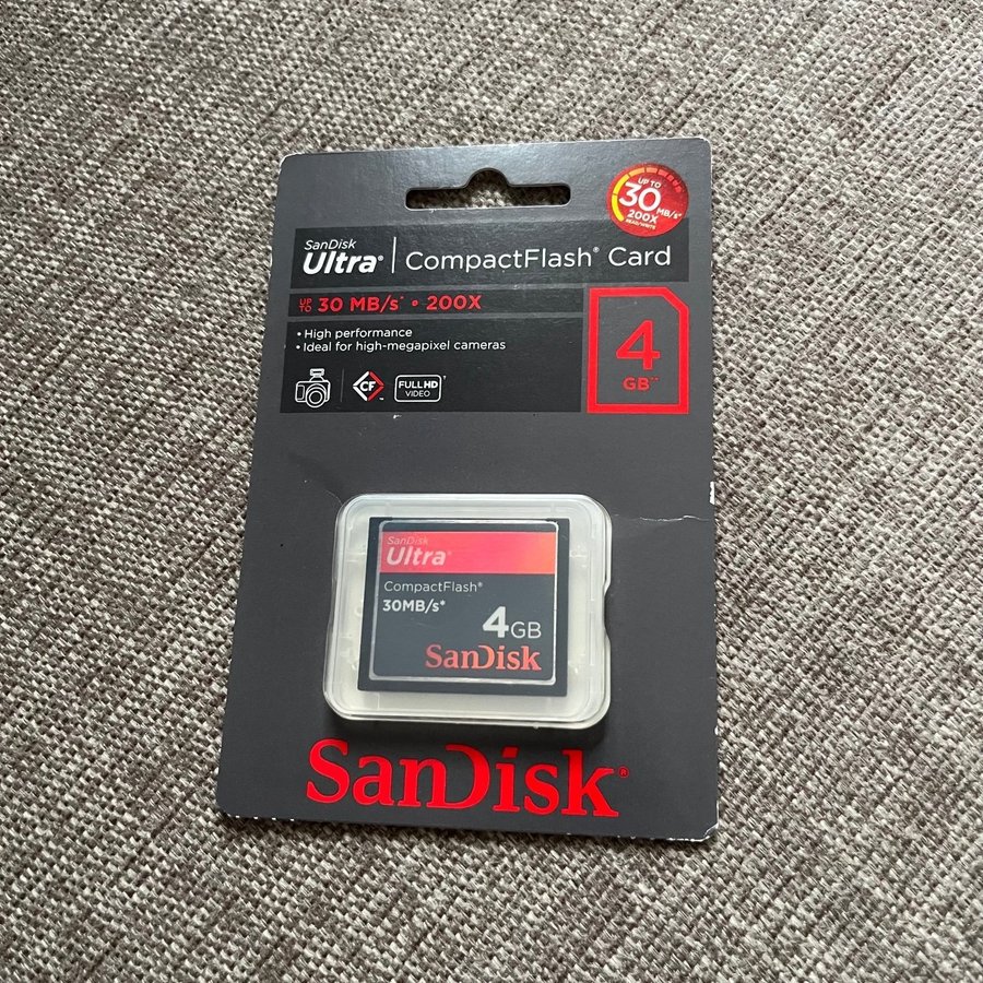 Sandisk Ultra CompactFlash kort 4GB 30MB/s minneskort