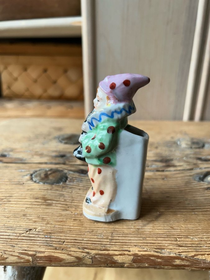 30/40-tal CLOWN pajas vas figurin vintage äldre